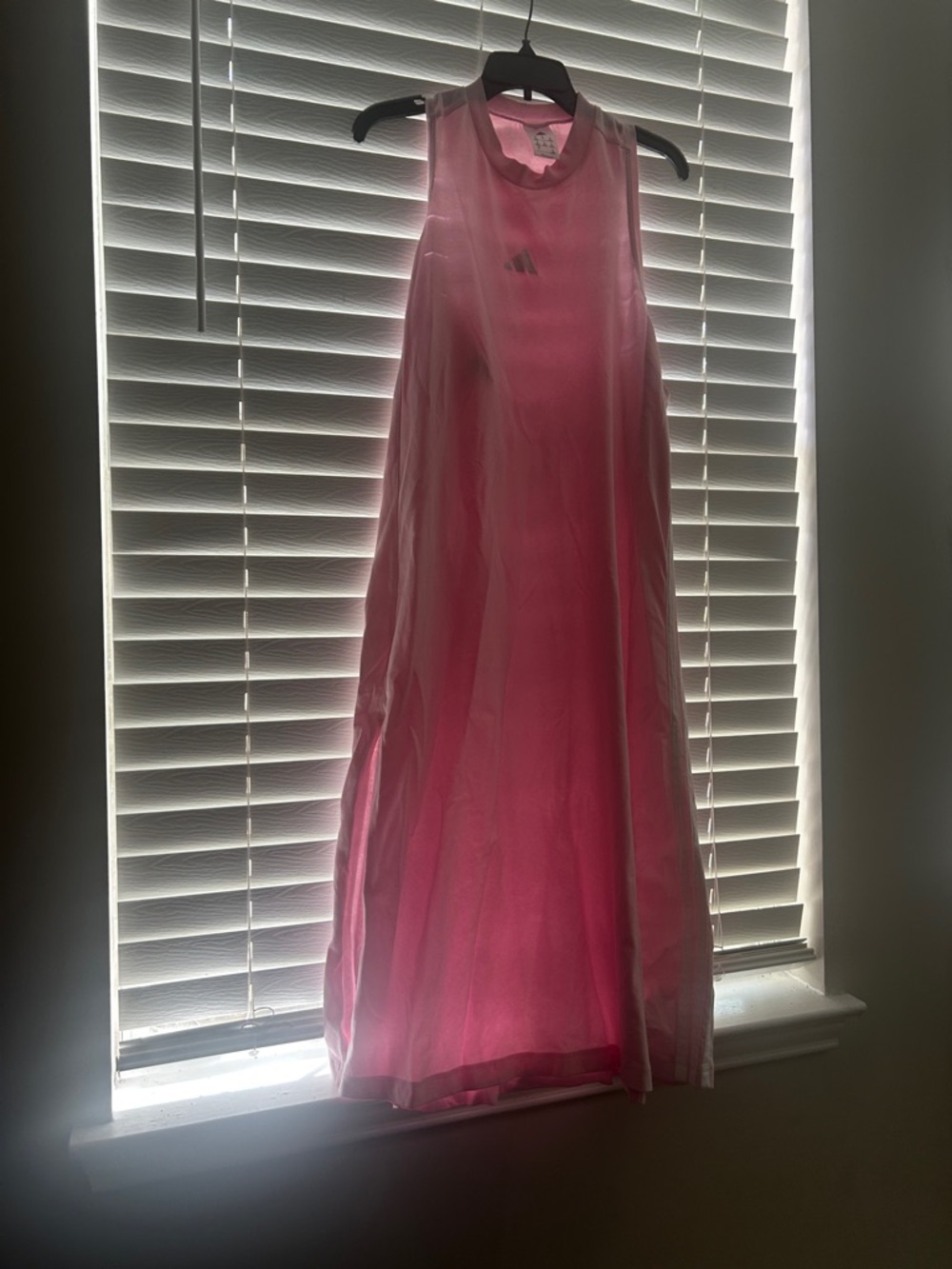 Addidas pink no sleeves dress with split on right side